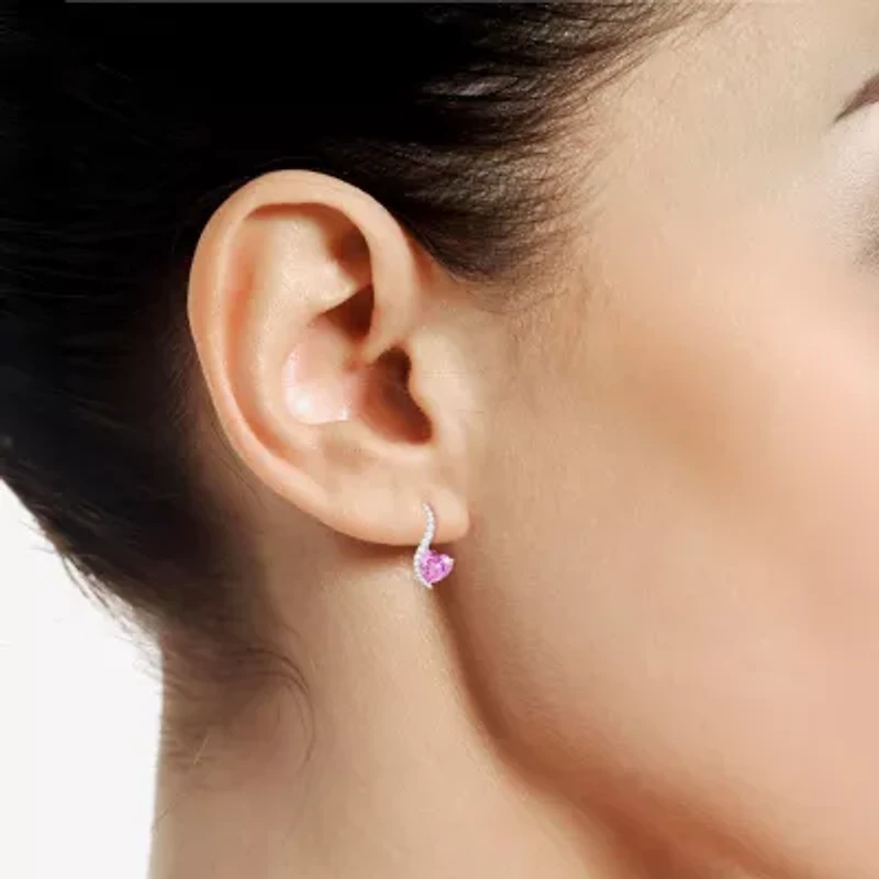 Womens Lab Created Pink Sapphire Sterling Silver Heart 3-pc. Jewelry Set