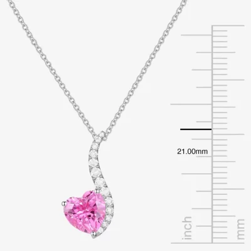 Womens Lab Created Pink Sapphire Sterling Silver Heart 3-pc. Jewelry Set