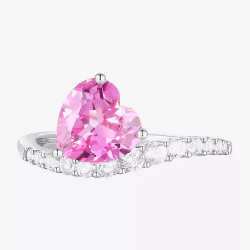 Womens Lab Created Pink Sapphire Sterling Silver Heart 3-pc. Jewelry Set