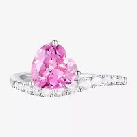 Womens Lab Created Pink Sapphire Sterling Silver Heart 3-pc. Jewelry Set