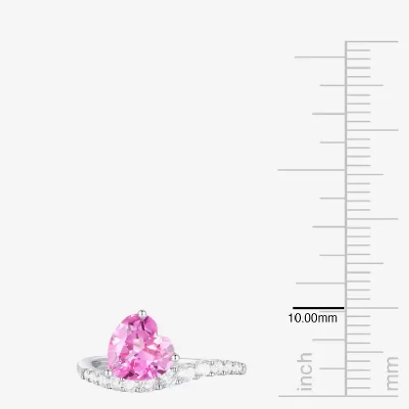 Womens Lab Created Pink Sapphire Sterling Silver Heart 3-pc. Jewelry Set