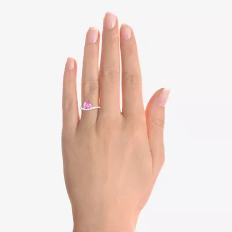 Womens Lab Created Pink Sapphire Sterling Silver Heart 3-pc. Jewelry Set