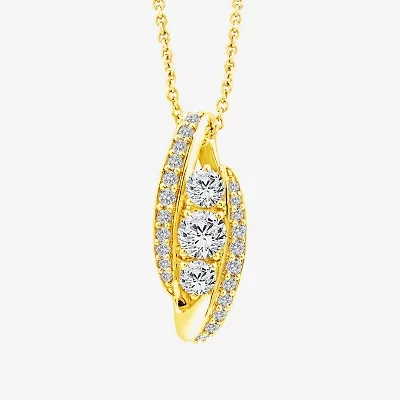 (F / Si2) Womens 1 CT. T.W. Lab Grown White Diamond 10K Gold 18 Inch Pendant Necklace