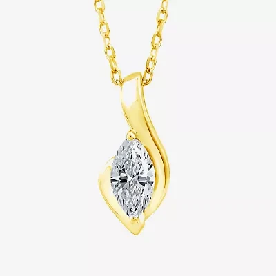 (F/Si1) Womens 3/8 CT. T.W. Lab Grown White Diamond 14K Gold Over Silver 18 Inch Pendant Necklace