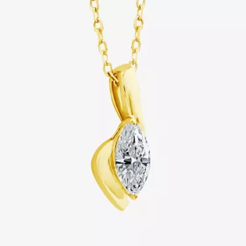 (F/Si1) Womens 3/8 CT. T.W. Lab Grown White Diamond 14K Gold Over Silver 18 Inch Pendant Necklace