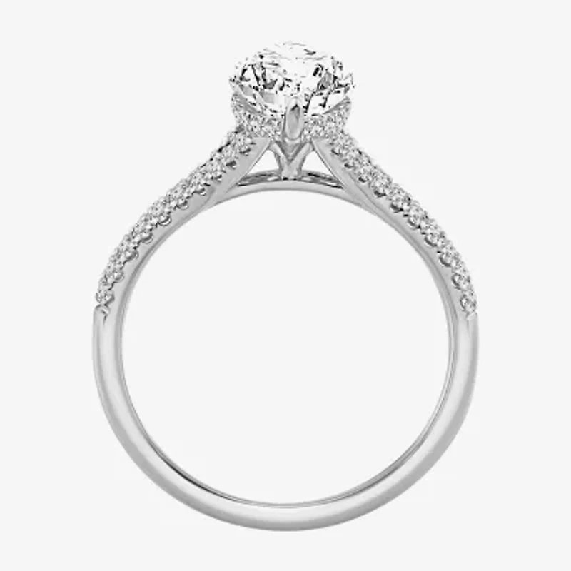(F, Vs2) Womens 2 3/8 Ct. T.W. Lab Grown White Diamond 10K Gold Marquise Side Stone Engagement Ring
