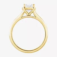(F / Vs2) Womens 1 1/2 CT. T.W. Lab Grown White Diamond 10K Gold Cushion Solitaire Engagement Ring