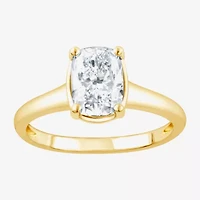 (F / Vs2) Womens 1 1/2 CT. T.W. Lab Grown White Diamond 10K Gold Cushion Solitaire Engagement Ring