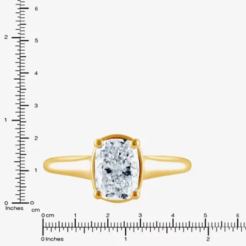 (F / Vs2) Womens 1 1/2 CT. T.W. Lab Grown White Diamond 10K Gold Cushion Solitaire Engagement Ring