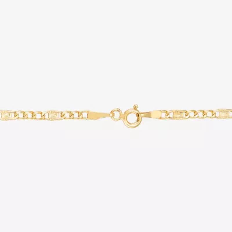 Made in Italy Womens 14K Gold 7.5 Inch Semisolid Figaro Chain Bracelet