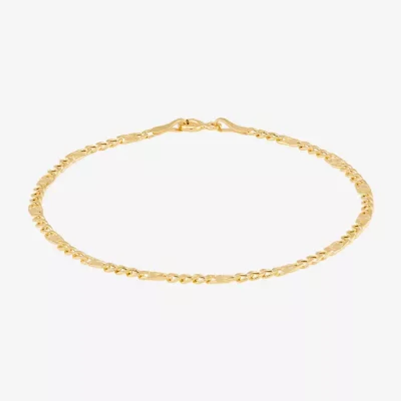 Made in Italy Womens 14K Gold 7.5 Inch Semisolid Figaro Chain Bracelet