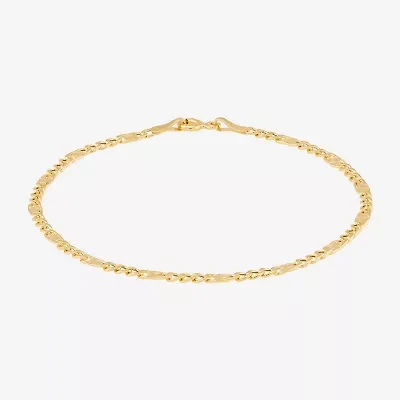 Made in Italy Womens 14K Gold 7.5 Inch Semisolid Figaro Chain Bracelet