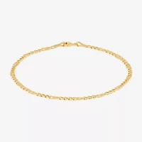 Made in Italy Womens 14K Gold 7.5 Inch Semisolid Figaro Chain Bracelet