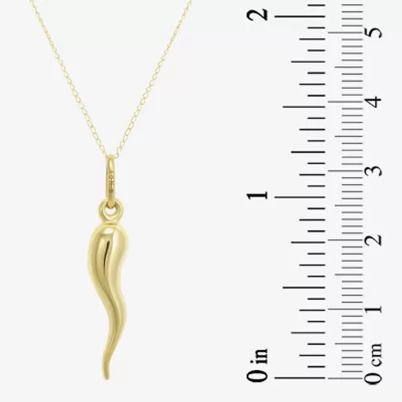 Italian Horn Unisex Adult 10K Gold 18 Inch Pendant Necklace