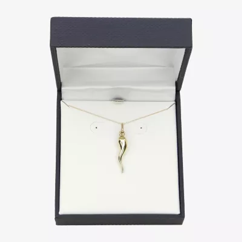 Italian Horn Unisex Adult 10K Gold 18 Inch Pendant Necklace