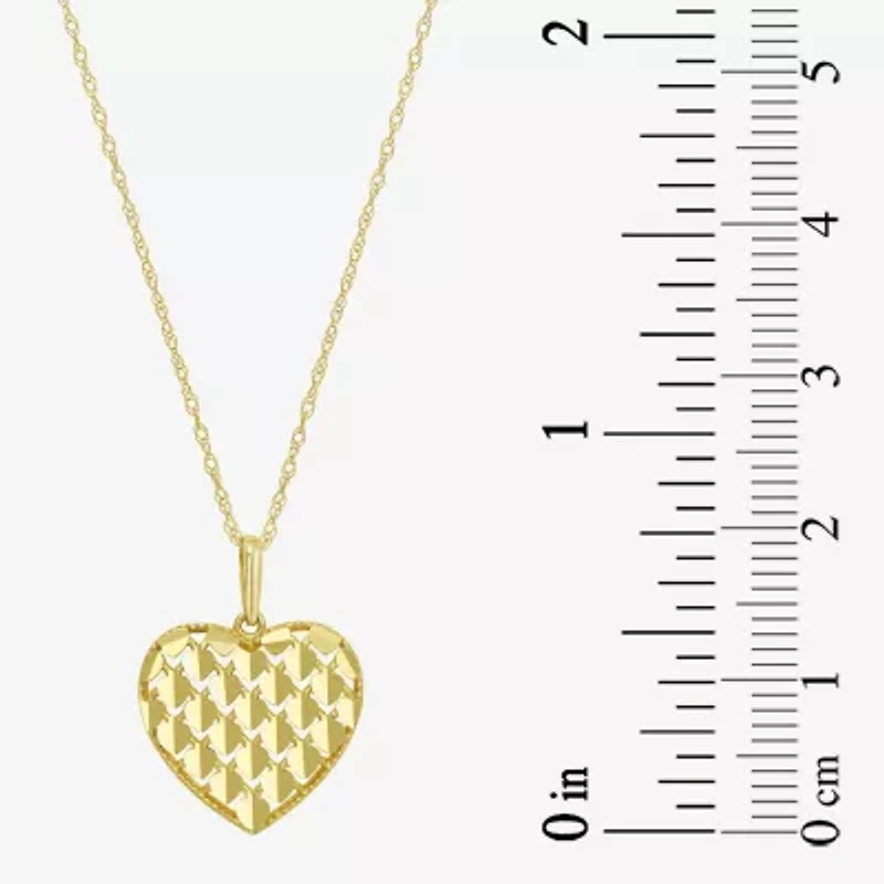 Womens 10K Gold Heart 18 Inch Pendant Necklace
