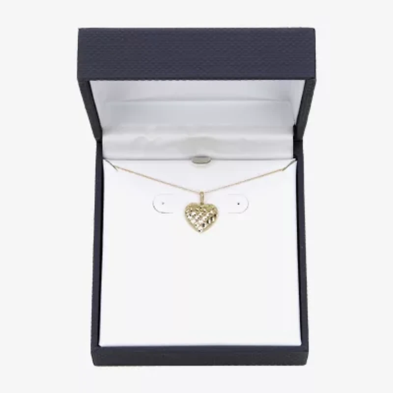 Womens 10K Gold Heart 18 Inch Pendant Necklace