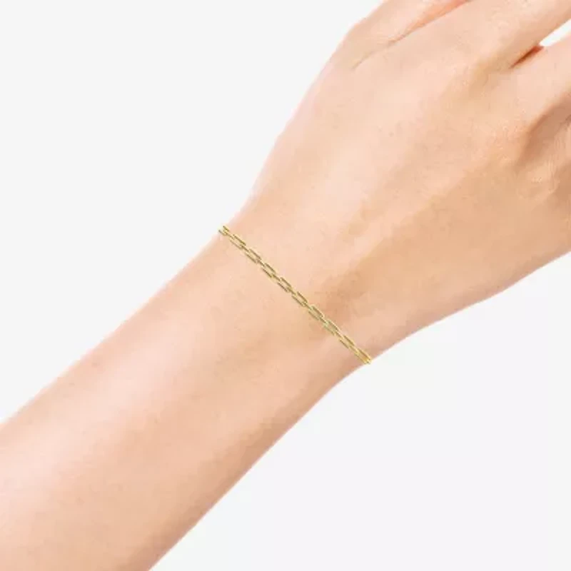 Womens 14K Gold 7.25 Inch Semisolid Link Chain Bracelet