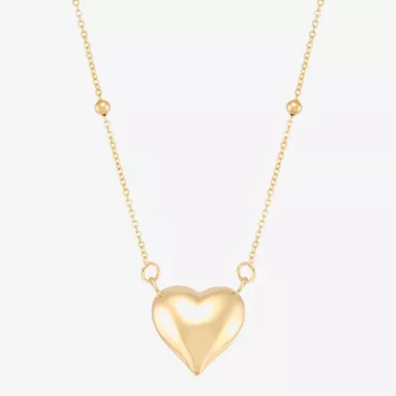 Gold Addiction Womens 10K Gold Heart 17 Inch Pendant Necklace