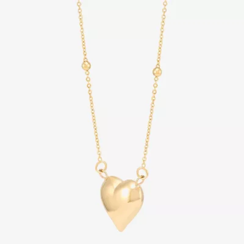 Gold Addiction Womens 10K Gold Heart 17 Inch Pendant Necklace
