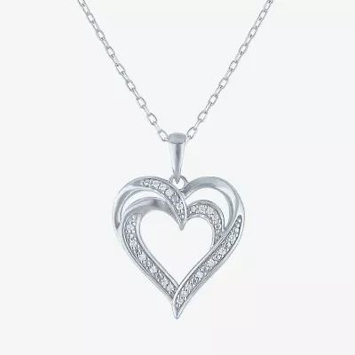 Yes, Please! (G-H / Si2-I1) Womens Diamond Accent Lab Grown White Diamond Sterling Silver Heart Pendant