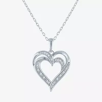 Yes, Please! (G-H / Si2-I1) Womens Diamond Accent Lab Grown White Diamond Sterling Silver Heart Pendant