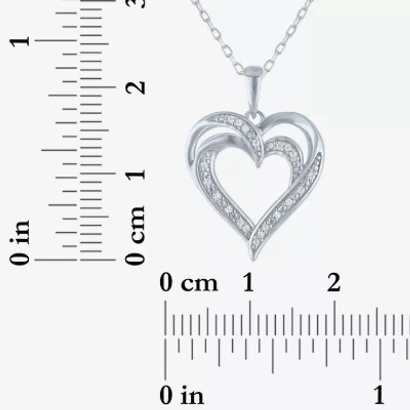 Yes, Please! (G-H / Si2-I1) Womens Diamond Accent Lab Grown White Diamond Sterling Silver Heart Pendant