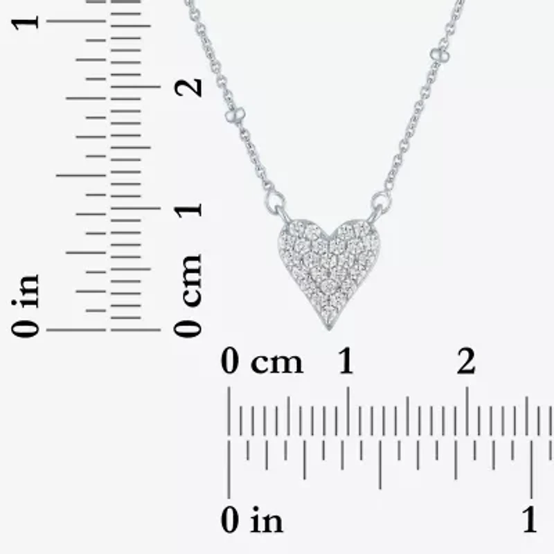 Yes, Please! Womens Lab Created White Sapphire Sterling Silver Heart 16 Inch Pendant Necklace
