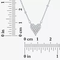 Yes, Please! Womens Lab Created White Sapphire Sterling Silver Heart 16 Inch Pendant Necklace