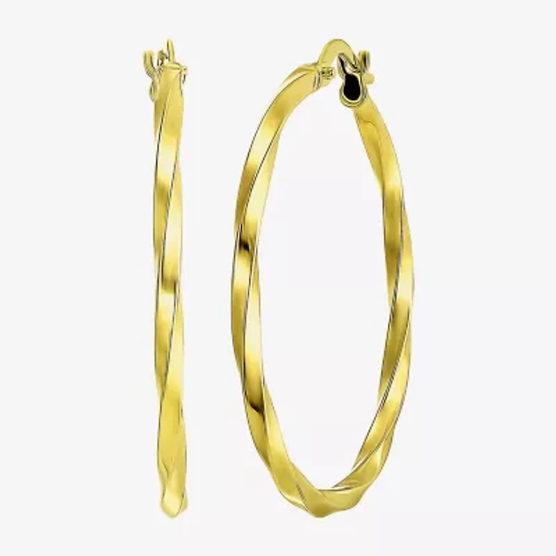 Made in Italy Womens 10K Gold 28mm Round Hoop Earrings