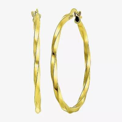 Made in Italy Womens 10K Gold 28mm Round Hoop Earrings