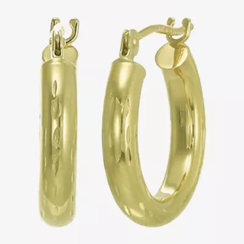 Womens 10K Gold 14mm Round Hoop Earrings