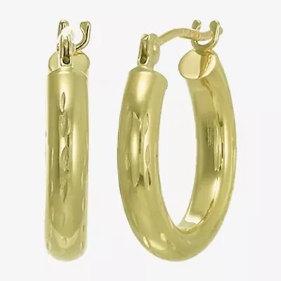 Womens 10K Gold 14mm Round Hoop Earrings
