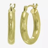 Womens 10K Gold 14mm Round Hoop Earrings