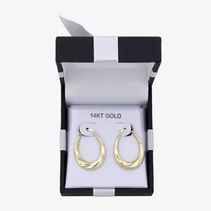 Womens 14K Gold Oval Hoop Earrings