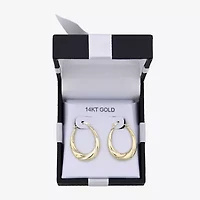 Womens 14K Gold Oval Hoop Earrings