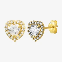 Cubic Zirconia 14K Gold 7mm Heart Stud Earrings