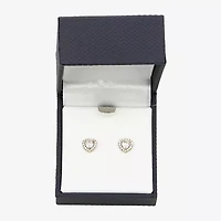 Cubic Zirconia 14K Gold 7mm Heart Stud Earrings