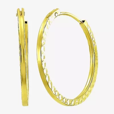 Womens 14K Gold 15mm Hoop Earrings