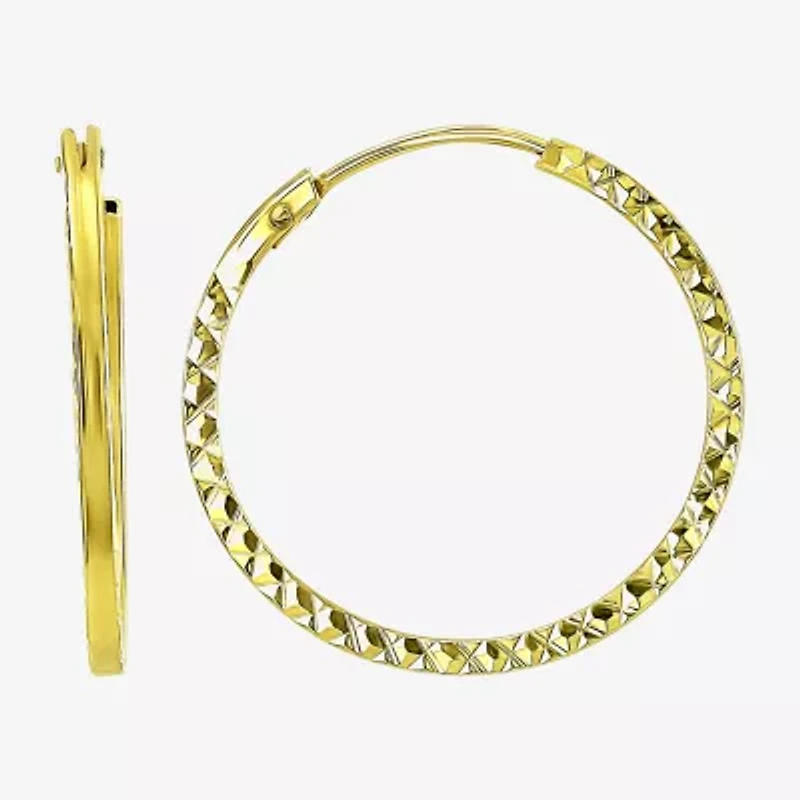 Womens 14K Gold 15mm Hoop Earrings