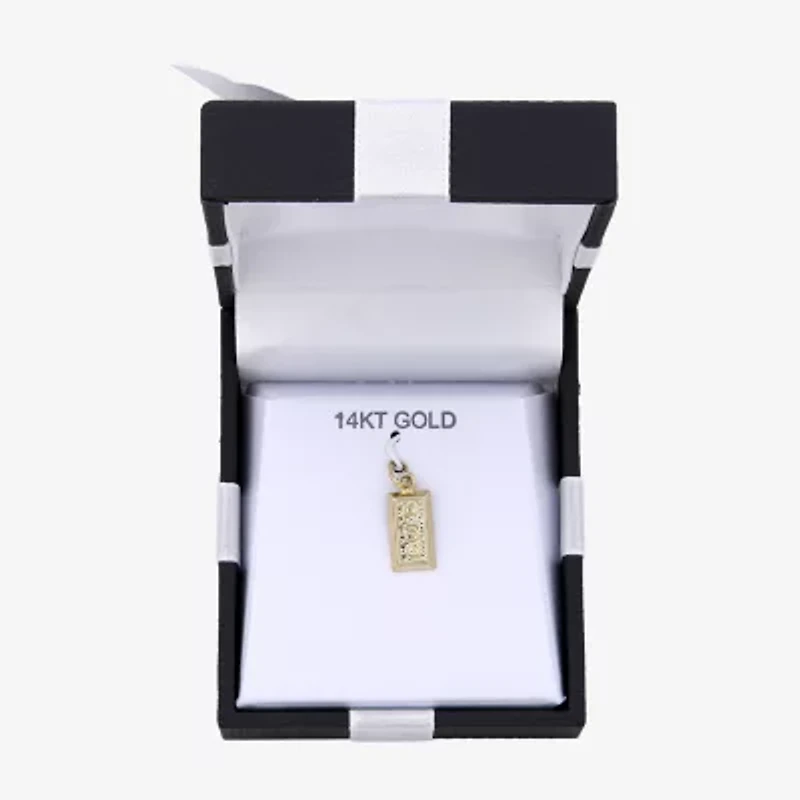 Unisex Adult 14K Gold Bar Pendant