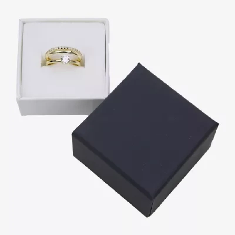 Silver Addiction Womens Cubic Zirconia 14K Gold Over Silver Solitaire Ring Set