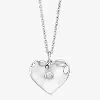 Silpada Silpada Womens White Cubic Zirconia Sterling Silver Heart 16 Inch Pendant Necklace