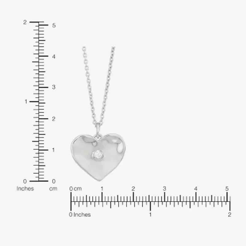 Silpada Silpada Womens White Cubic Zirconia Sterling Silver Heart 16 Inch Pendant Necklace