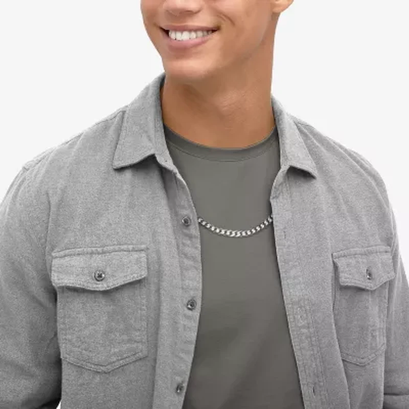 Made in Italy Mens Sterling Silver Inch Curb Chain Necklace