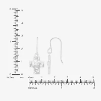 Signature By Modern Bride Cross Womens Lab Created White Cubic Zirconia Sterling Silver Cross Drop Earrings