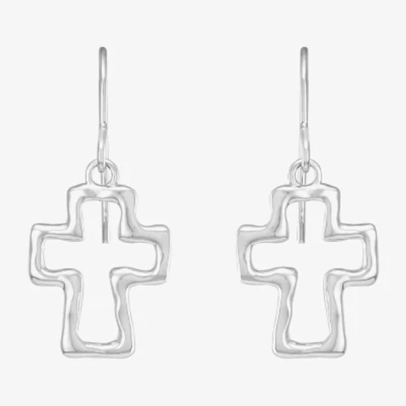 Silpada Cross Womens Sterling Silver Oval Drop Earrings