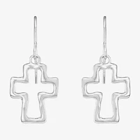 Silpada Cross Womens Sterling Silver Oval Drop Earrings
