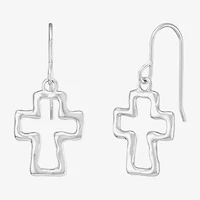 Silpada Cross Womens Sterling Silver Oval Drop Earrings