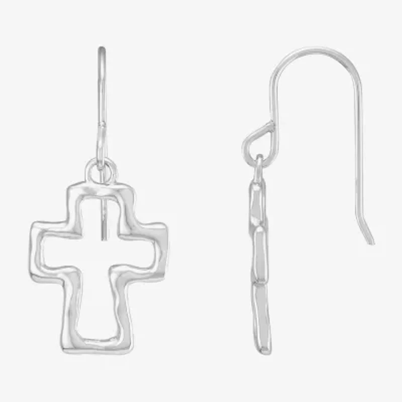 Silpada Cross Womens Sterling Silver Oval Drop Earrings